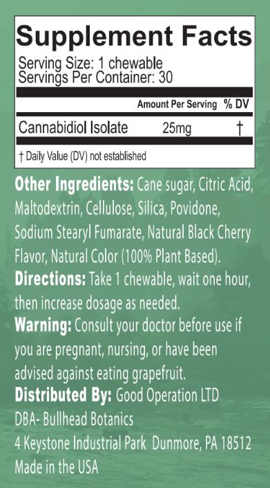 CBD Black Cherry Chewables 25mg